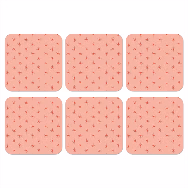 Sterretjes - Patroon - Oranje onderzetter kurk middel 366 -3d