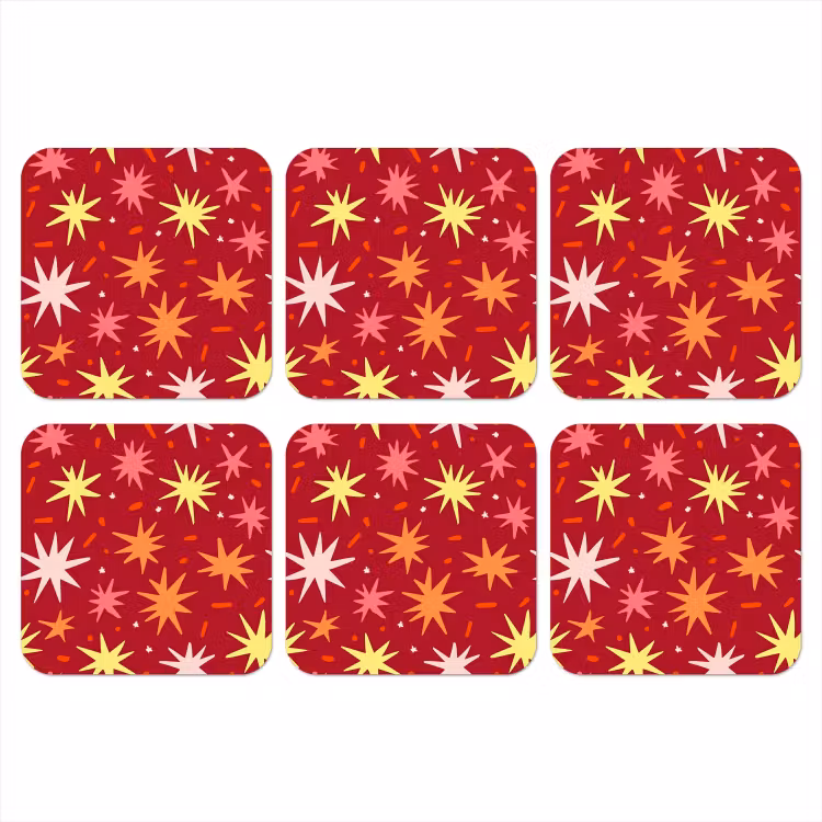 Sterren - Speels - Rood onderzetter kurk middel 366 -3d