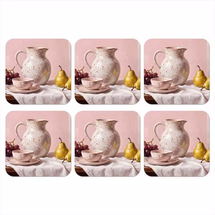 Coaster - Still Life - Fruit - Pink - Stilleven - Fruit - Roze onderzetter kurk middel