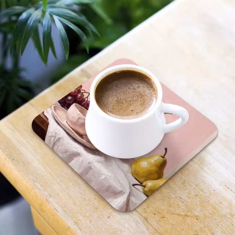 Coaster - Still Life - Fruit - Pink - Stilleven - Fruit - Roze onderzetter kurk middel