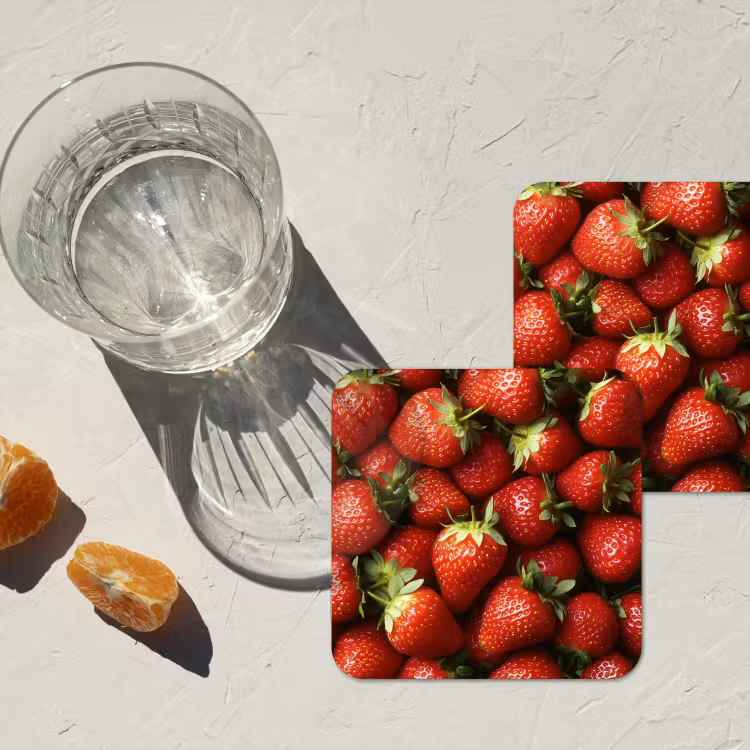 Aardbei - Fruit - Rood onderzetter kurk middel -sfeer4