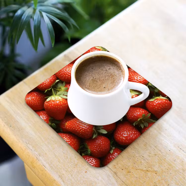 Aardbei - Fruit - Rood onderzetter kurk middel -sfeer5