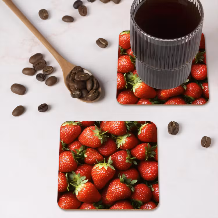 Aardbei - Fruit - Rood onderzetter kurk middel -sfeer2