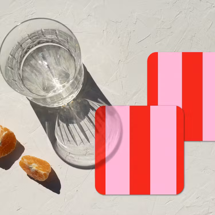 Strepen - Klassiek - Roze onderzetter kurk middel 366 -sfeer4