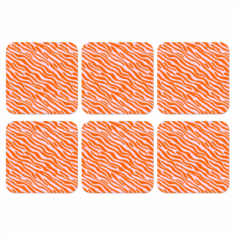 Strepen - Dynamisch - Oranje onderzetter kurk middel 366 -3d