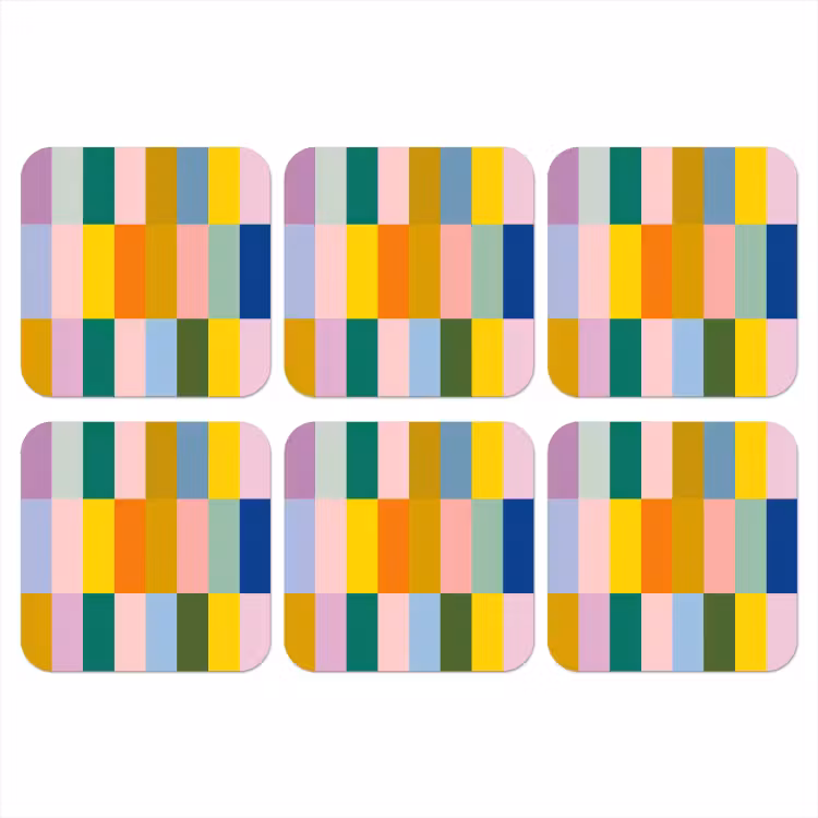 Stroken - Blauw - Patroon - Abstract onderzetter kurk middel -3d