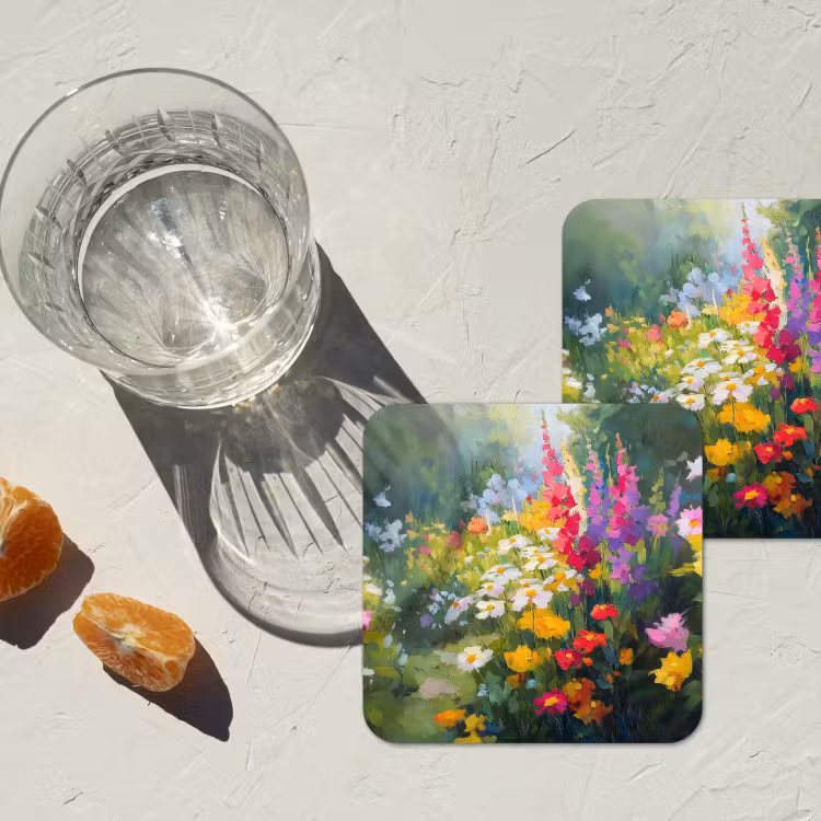 Zomertuin - Sfeervol - Bloemen onderzetter kurk middel -sfeer4