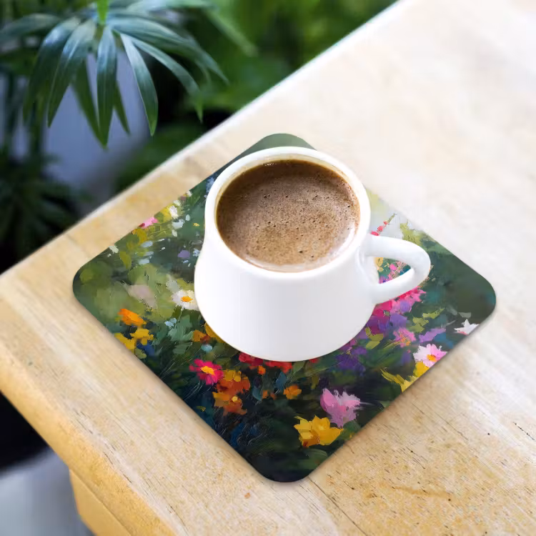 Zomertuin - Sfeervol - Bloemen onderzetter kurk middel -sfeer5