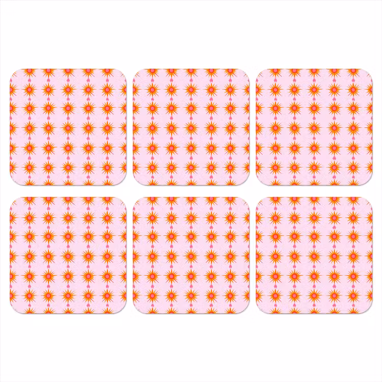 Zon - Motief - Roze onderzetter kurk middel 366 -3d