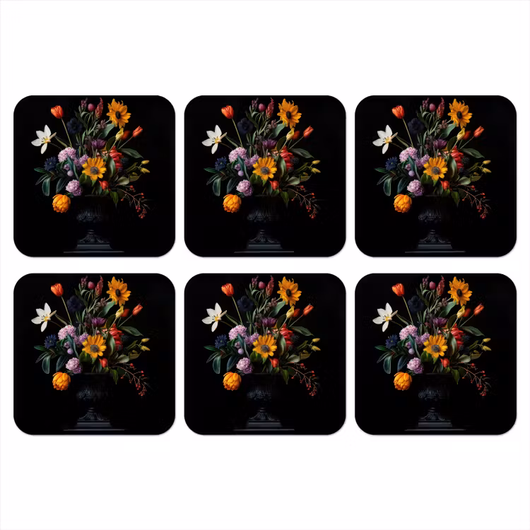 Zonnebloemen - Boeket - Kleurrijk onderzetter kurk middel -3d