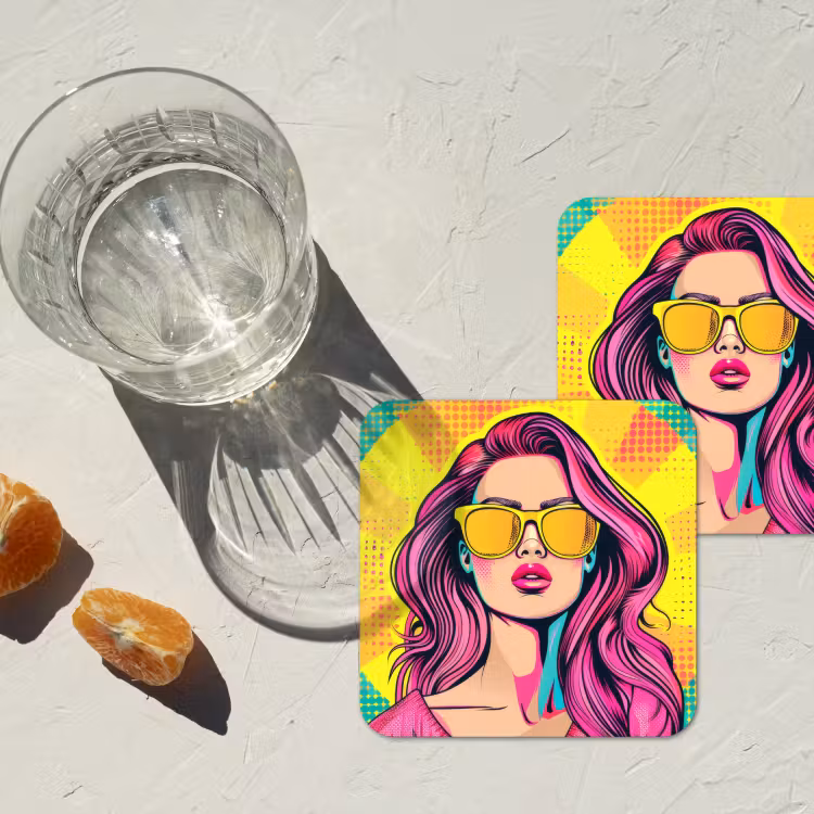 Zonnebril - Vrouw - Zonnig - Geel onderzetter kurk middel -sfeer4