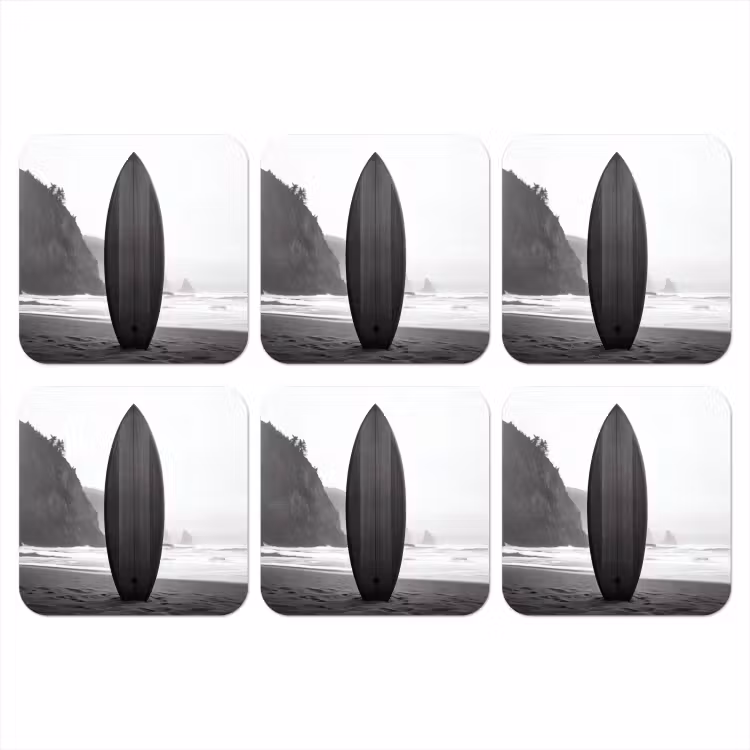 Surfplank - Zand - Zee onderzetter kurk middel -3d