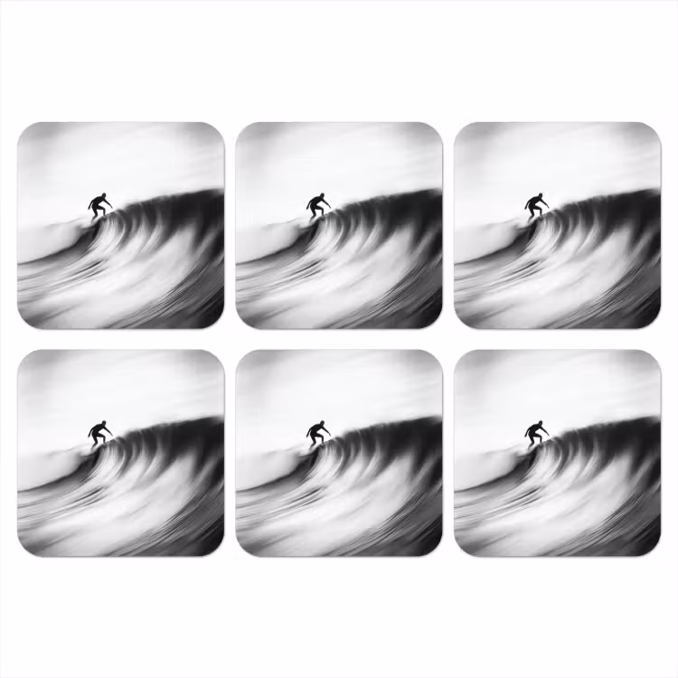 Surfer - Golf - Vervaagd - Zwart onderzetter kurk middel -3d