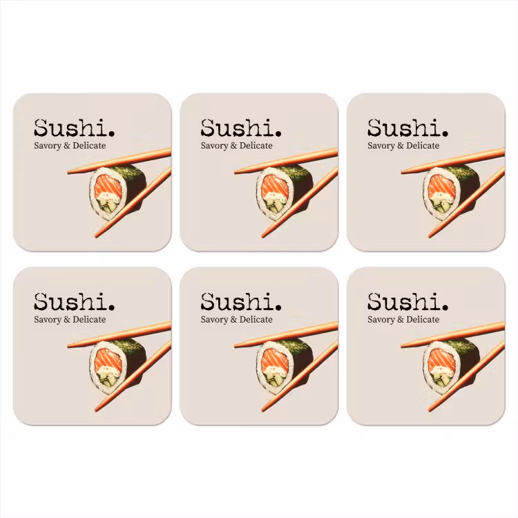 Sushi - Zalm - Rijst - Japans onderzetter kurk middel -3d