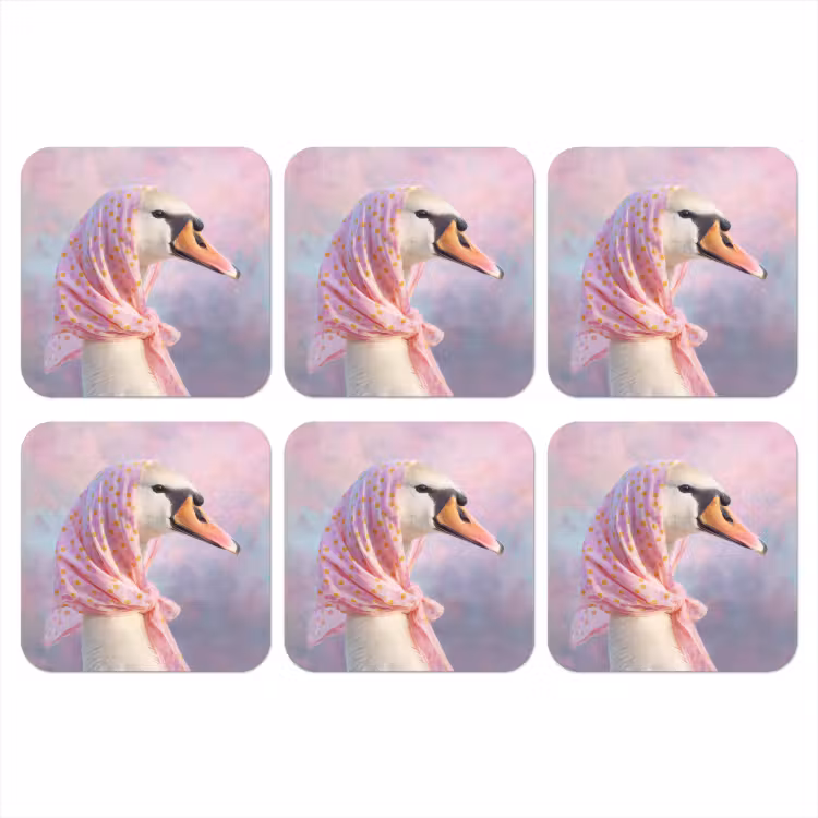 Zwaan - Sjaaltje - Pastelwolken onderzetter kurk middel -3d
