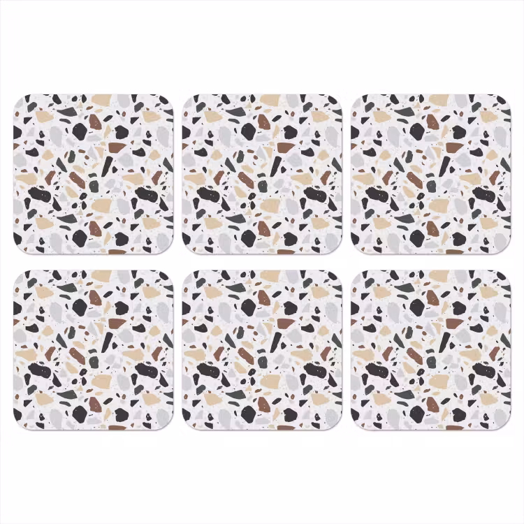 Terrazzo - Patroon - Kleurrijk - Klei onderzetter kurk middel 366 -3d