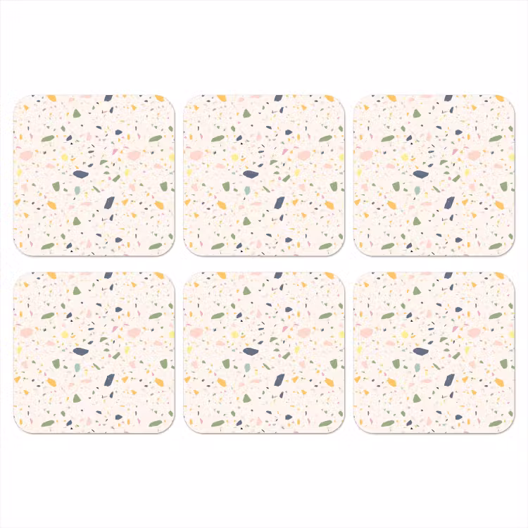 Terrazzo - Patroon - Kleurrijk - Festival onderzetter kurk middel 366 -3d