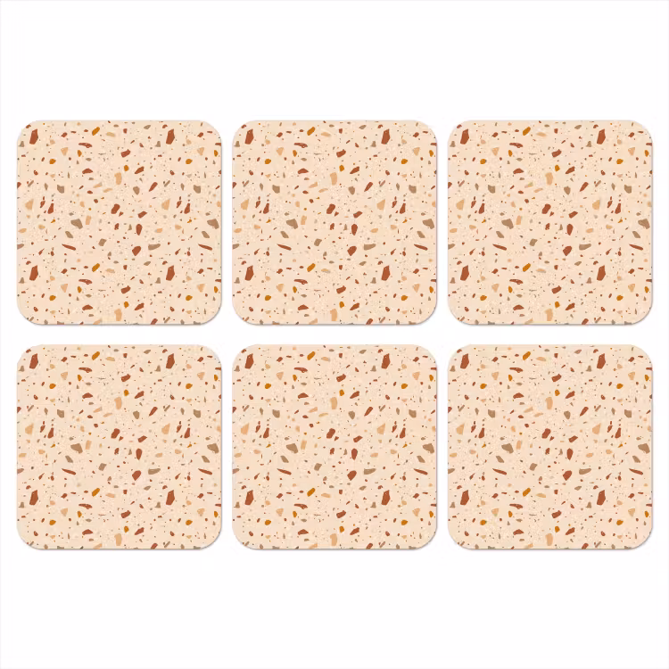 Terrazzo - Patroon - Kleurrijk - Steen onderzetter kurk middel 366 -3d