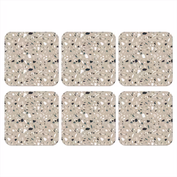 Terrazzo - Patroon - Groen onderzetter kurk middel 366 -3d
