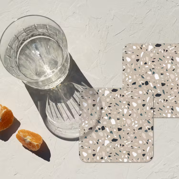 Terrazzo - Patroon - Groen onderzetter kurk middel 366 -sfeer4