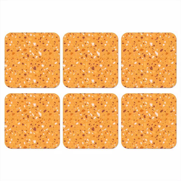 Terrazzo - Patroon - Okergeel onderzetter kurk middel 366 -3d