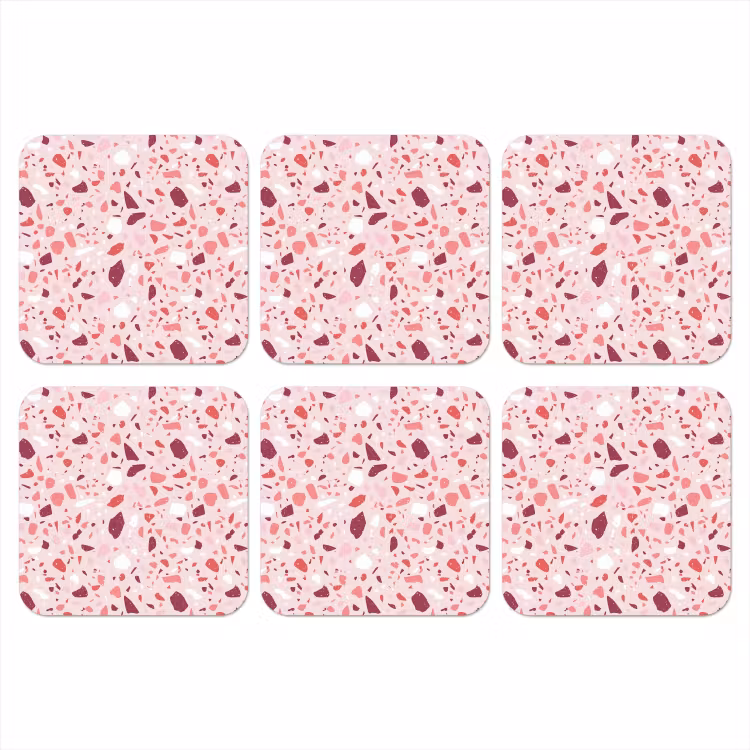 Terrazzo - Patroon - Roze onderzetter kurk middel 366 -3d