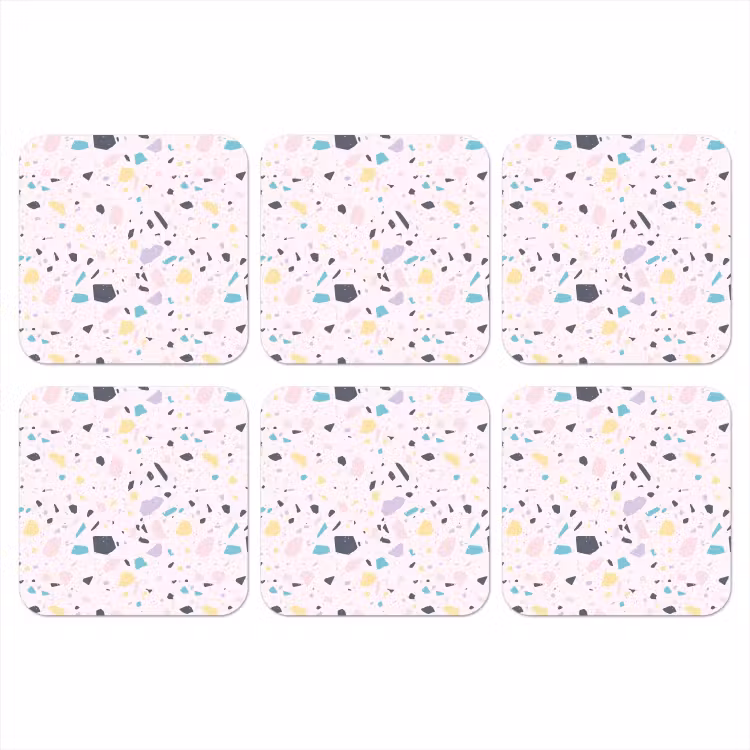 Terrazzo -  Patroon - Zacht - Snoep onderzetter kurk middel 366 -3d