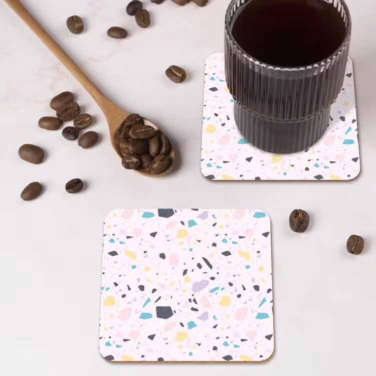 Terrazzo -  Patroon - Zacht - Snoep onderzetter kurk middel 366 -sfeer2
