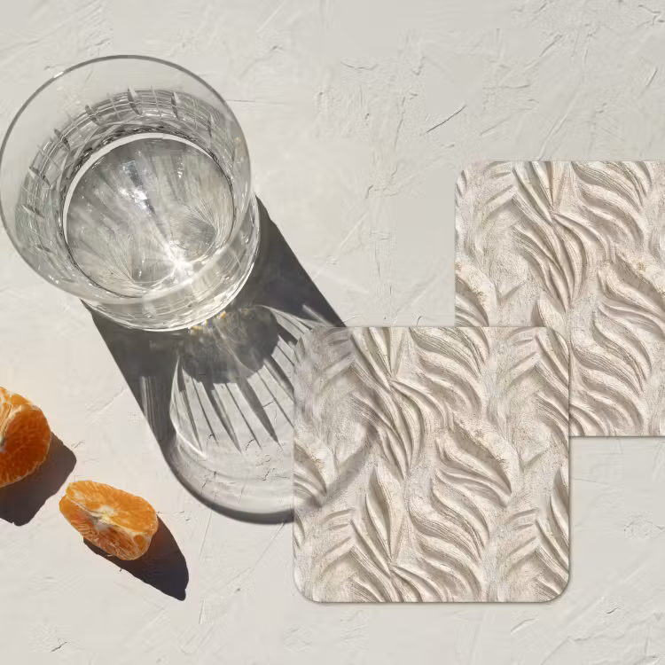 Textuur - Reliëf - Beige onderzetter kurk middel 366 -sfeer4