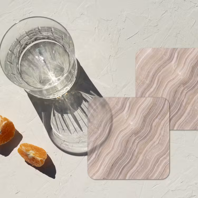 Textuur - Golvend - Abstract - Modern - Beige onderzetter kurk middel -sfeer4