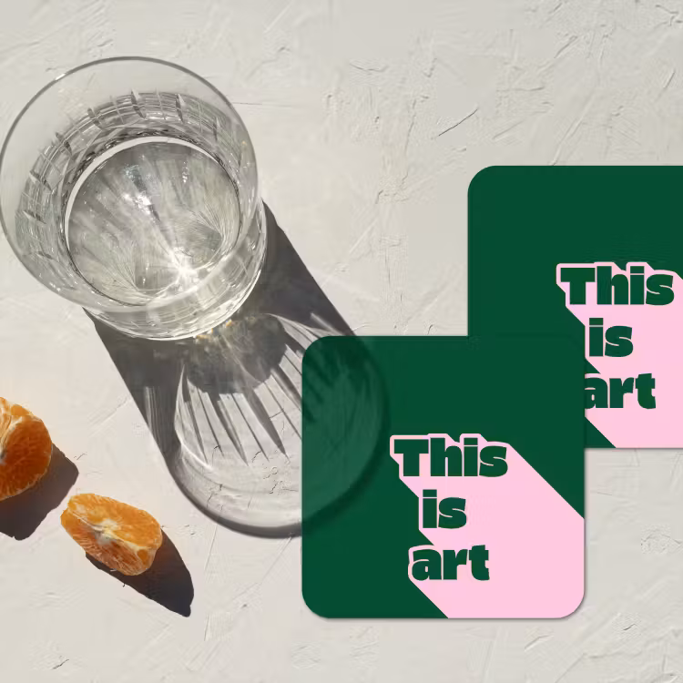 This is art - Schaduw - Roze onderzetter kurk middel -sfeer4