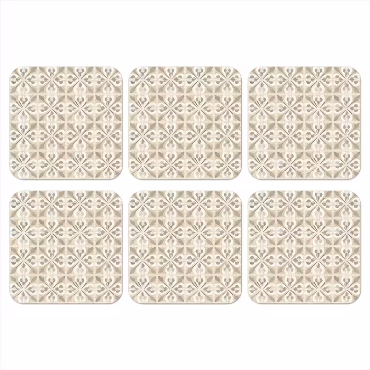 Tegel - Motief - Beige onderzetter kurk middel 366 -3d