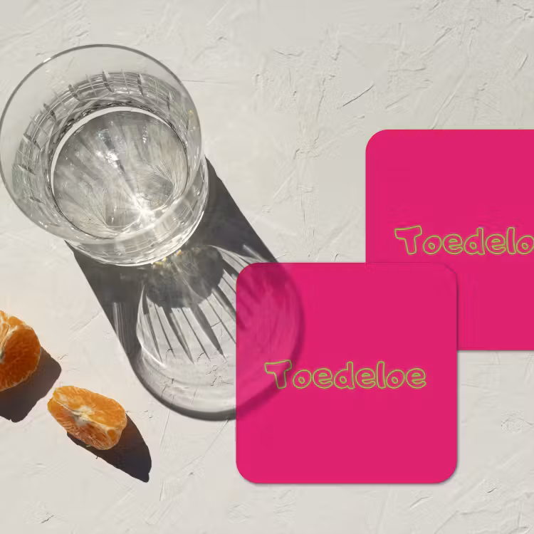 Toedeloe - Groen - Roze onderzetter kurk middel -sfeer4