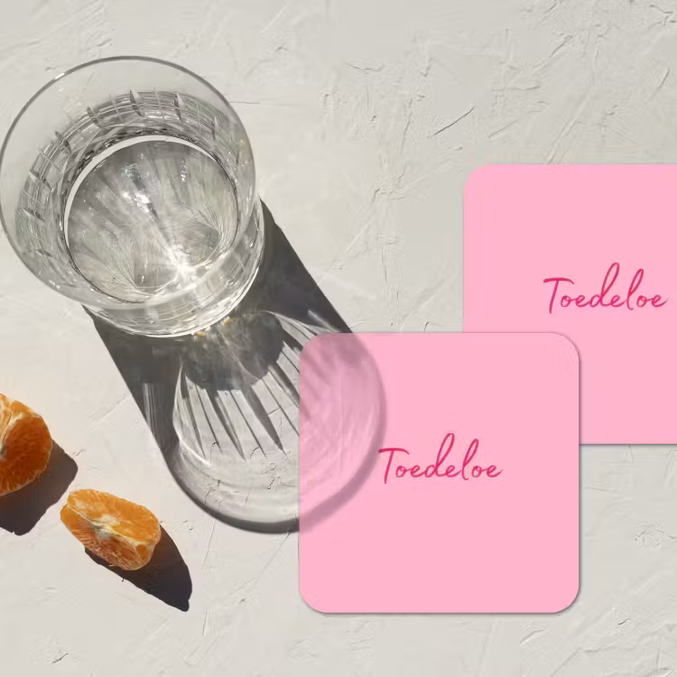 Toedeloe - Roze - Minimalistisch onderzetter kurk middel -sfeer4
