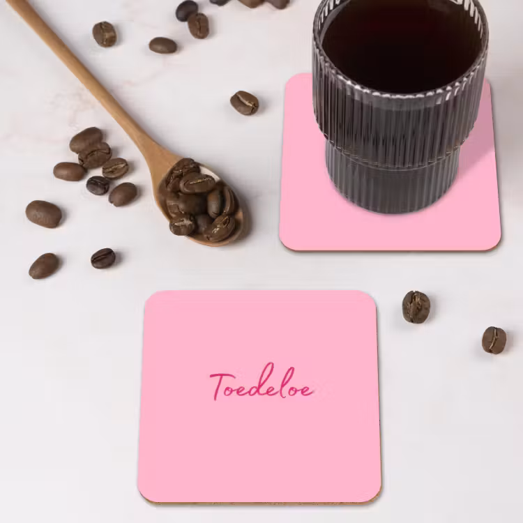 Toedeloe - Roze - Minimalistisch onderzetter kurk middel -sfeer2