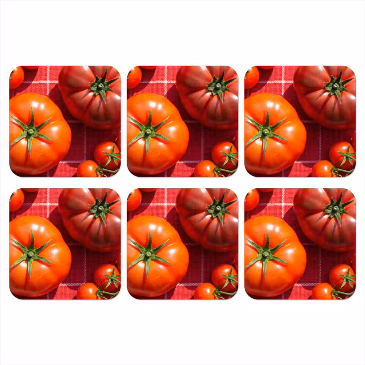 Coaster - Tomato - Red - Food - Tomaat - Rood - Eten onderzetter kurk middel