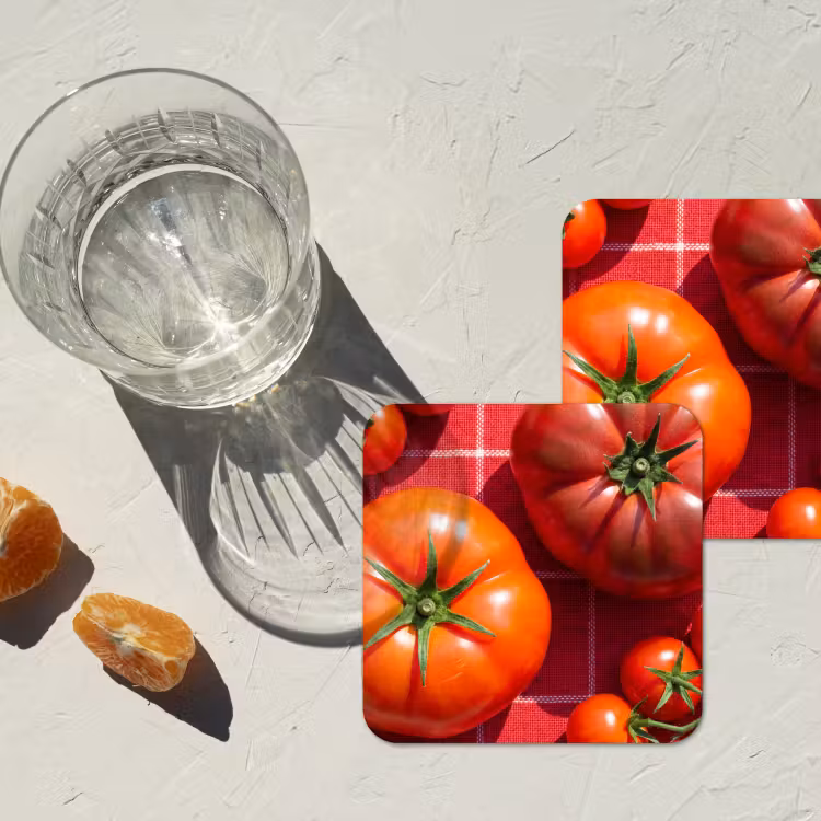 Coaster - Tomato - Red - Food - Tomaat - Rood - Eten onderzetter kurk middel