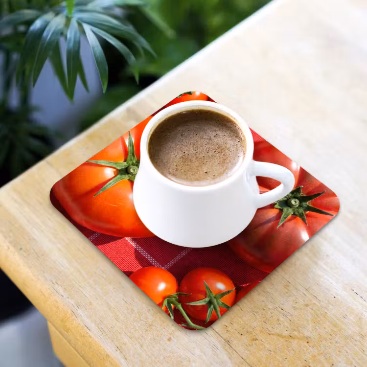 Coaster - Tomato - Red - Food - Tomaat - Rood - Eten onderzetter kurk middel