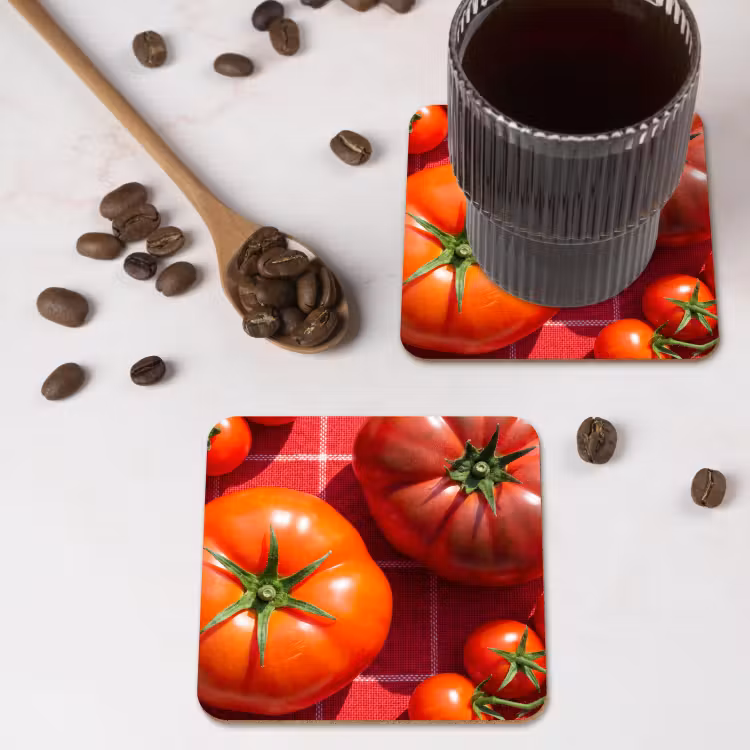 Coaster - Tomato - Red - Food - Tomaat - Rood - Eten onderzetter kurk middel