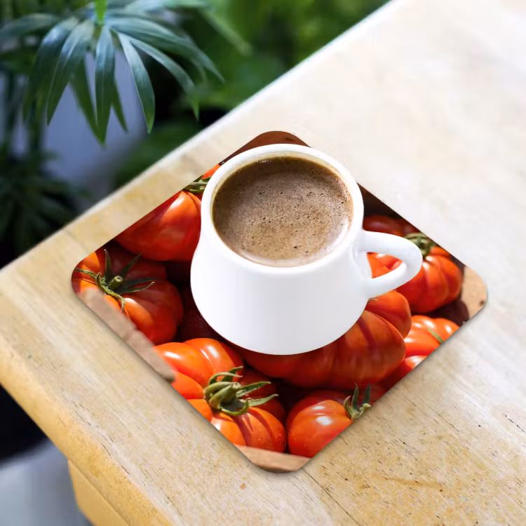 Coaster - Tomato - Wooden - Crate - Tomaat - Houten - Kist onderzetter kurk middel