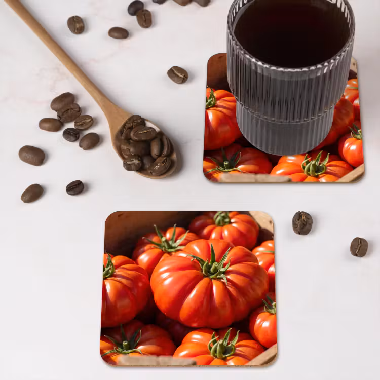 Coaster - Tomato - Wooden - Crate - Tomaat - Houten - Kist onderzetter kurk middel