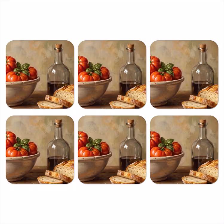 Coaster - Tomatoes - Bowl - Food - Tomaten - Kom - Eten onderzetter kurk middel