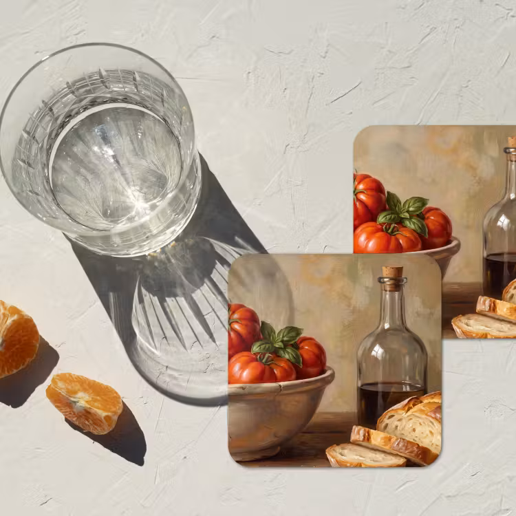 Coaster - Tomatoes - Bowl - Food - Tomaten - Kom - Eten onderzetter kurk middel