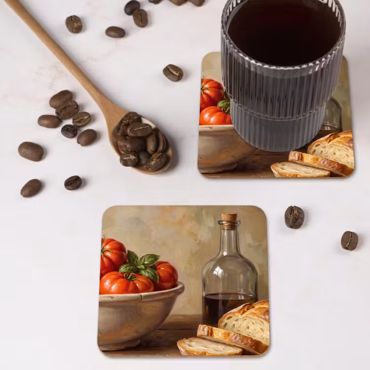 Coaster - Tomatoes - Bowl - Food - Tomaten - Kom - Eten onderzetter kurk middel