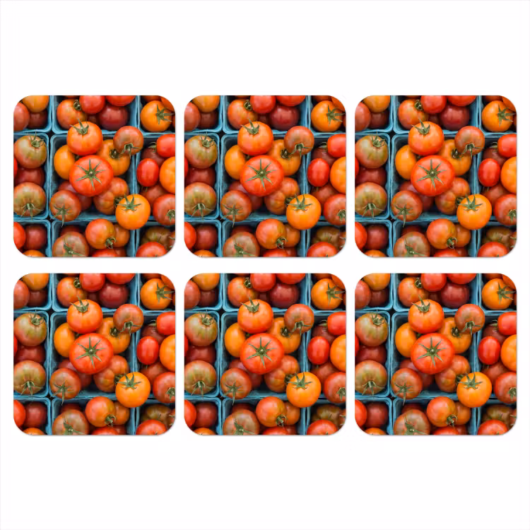 Coaster - Tomatoes - Food - Colorful - Tomaten - Eten - Kleurrijk onderzetter kurk middel