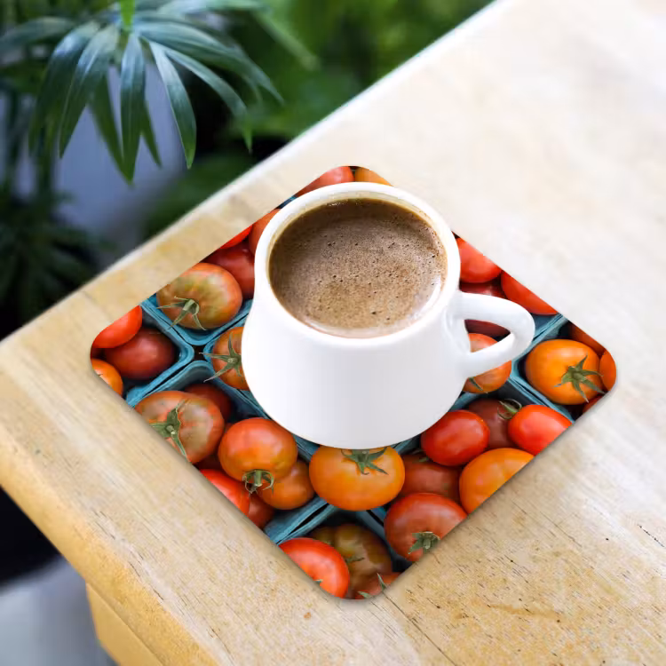 Coaster - Tomatoes - Food - Colorful - Tomaten - Eten - Kleurrijk onderzetter kurk middel