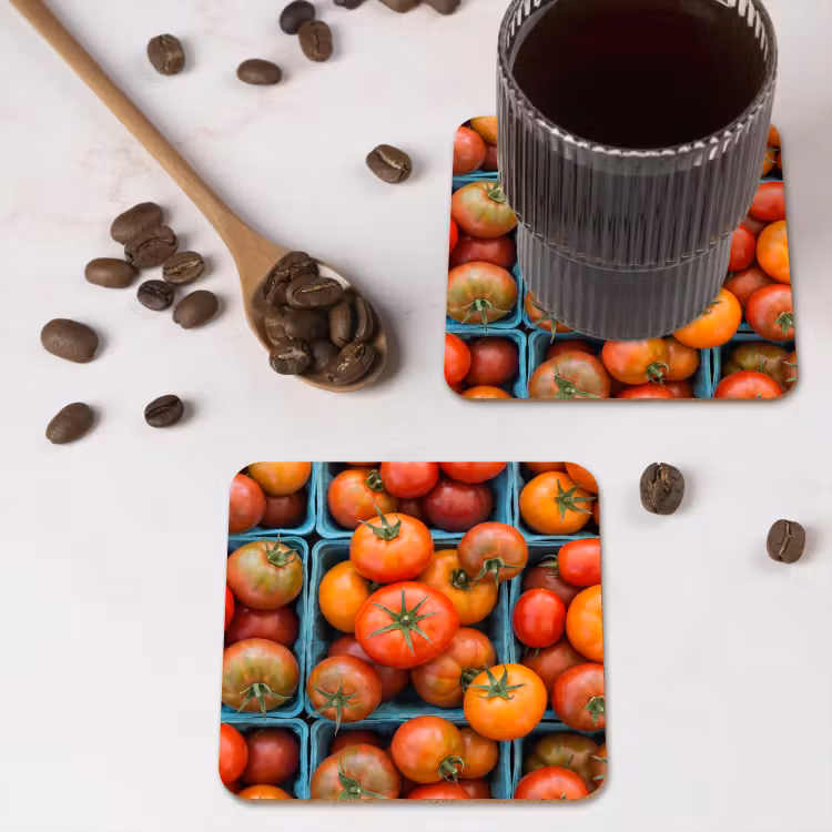 Coaster - Tomatoes - Food - Colorful - Tomaten - Eten - Kleurrijk onderzetter kurk middel