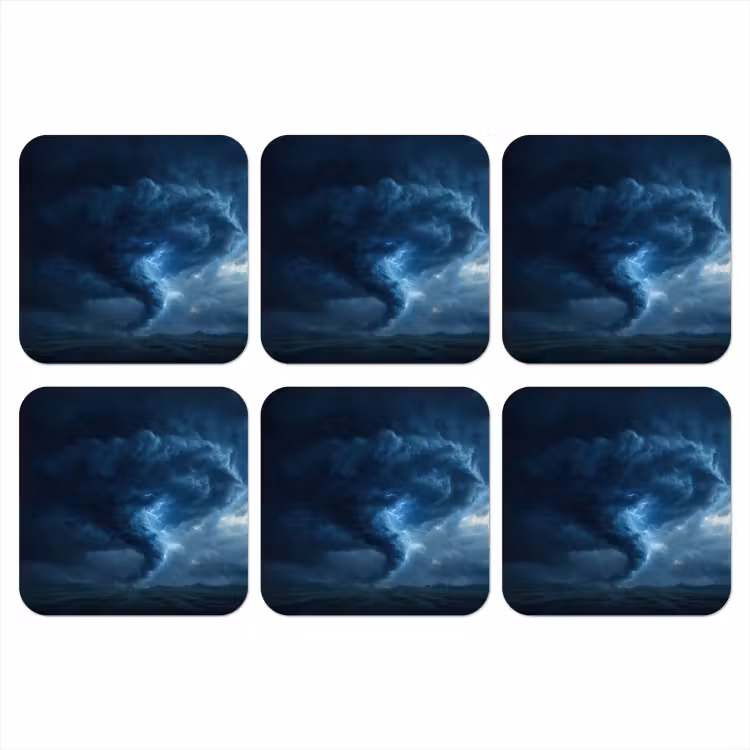 Tornado - Duister - Wolken onderzetter kurk middel -3d
