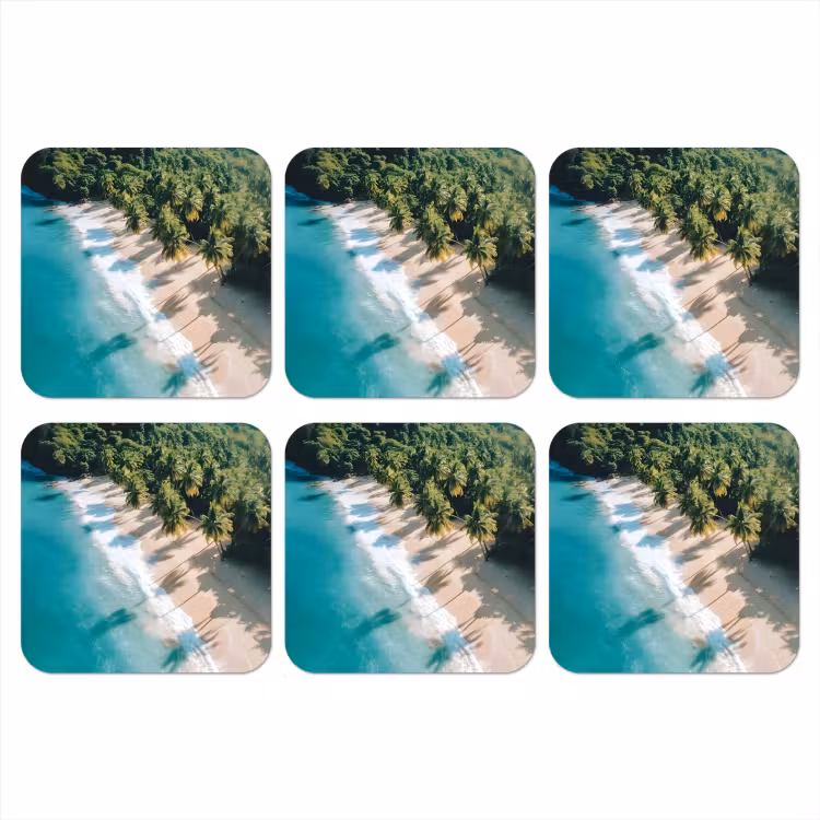 Tropisch - Strand - Water - Palmbomen onderzetter kurk middel -3d
