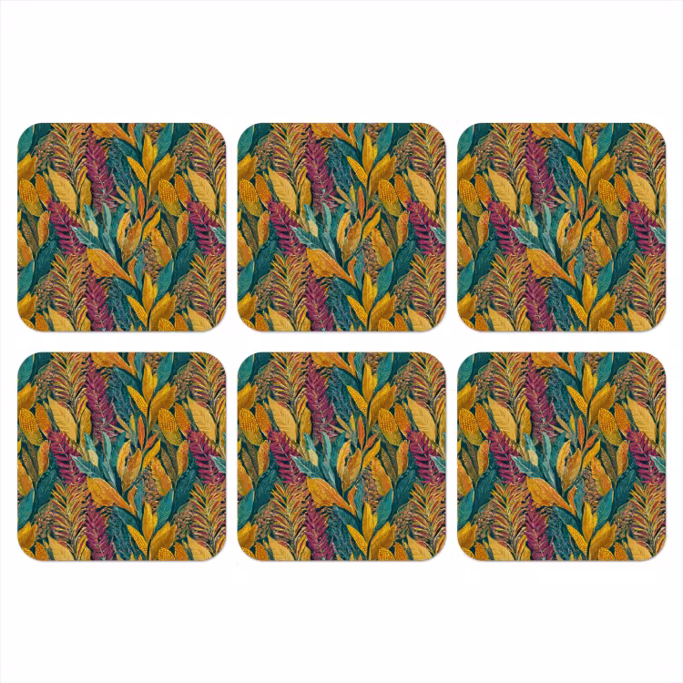 Tropische - Botanisch - Patroon - Kleurrijk - Exotisch onderzetter kurk middel 366 -3d